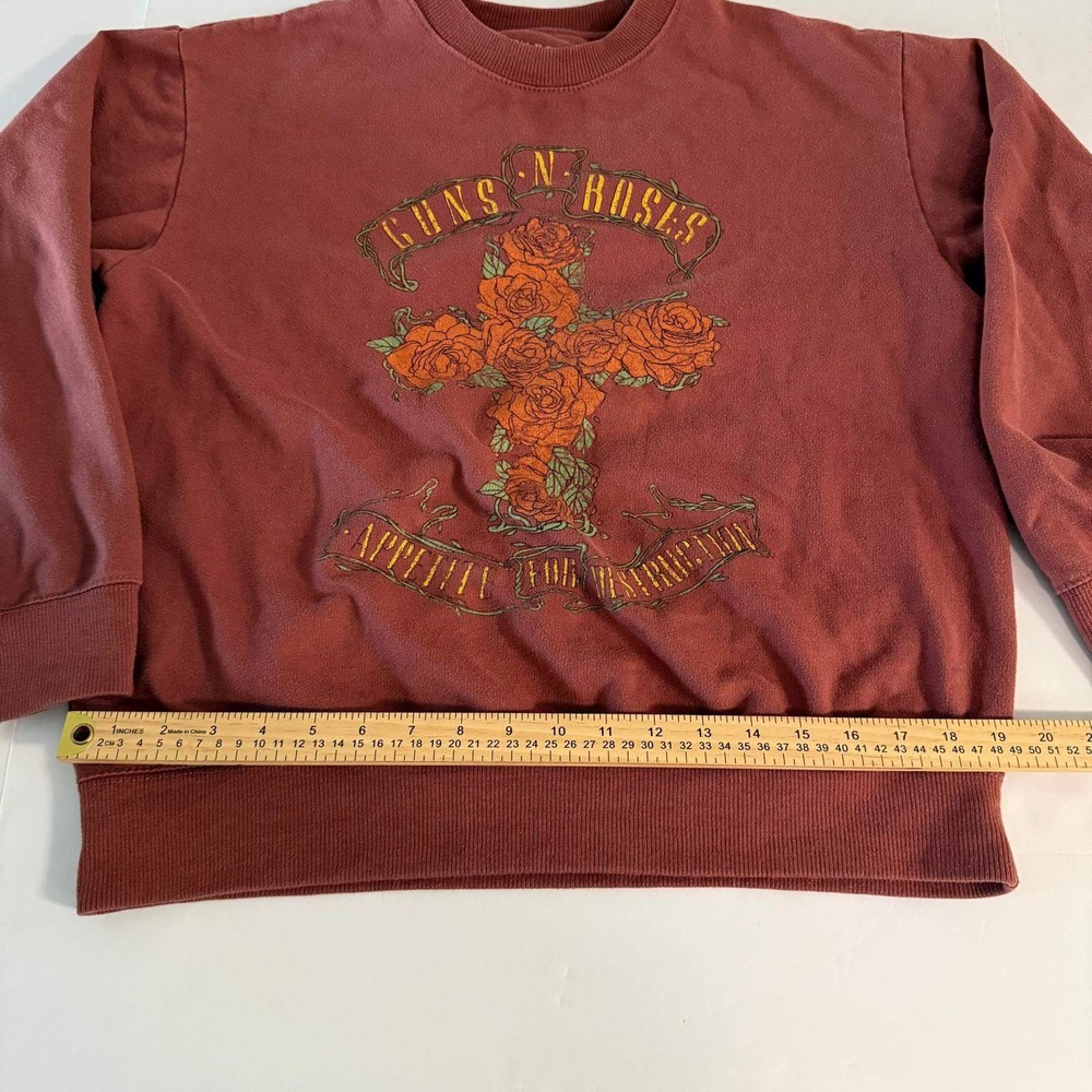 Guns N Roses Appetite for Destruction Graphic Sweatshirt Maroon Womens Medium - Picture 5 of 13